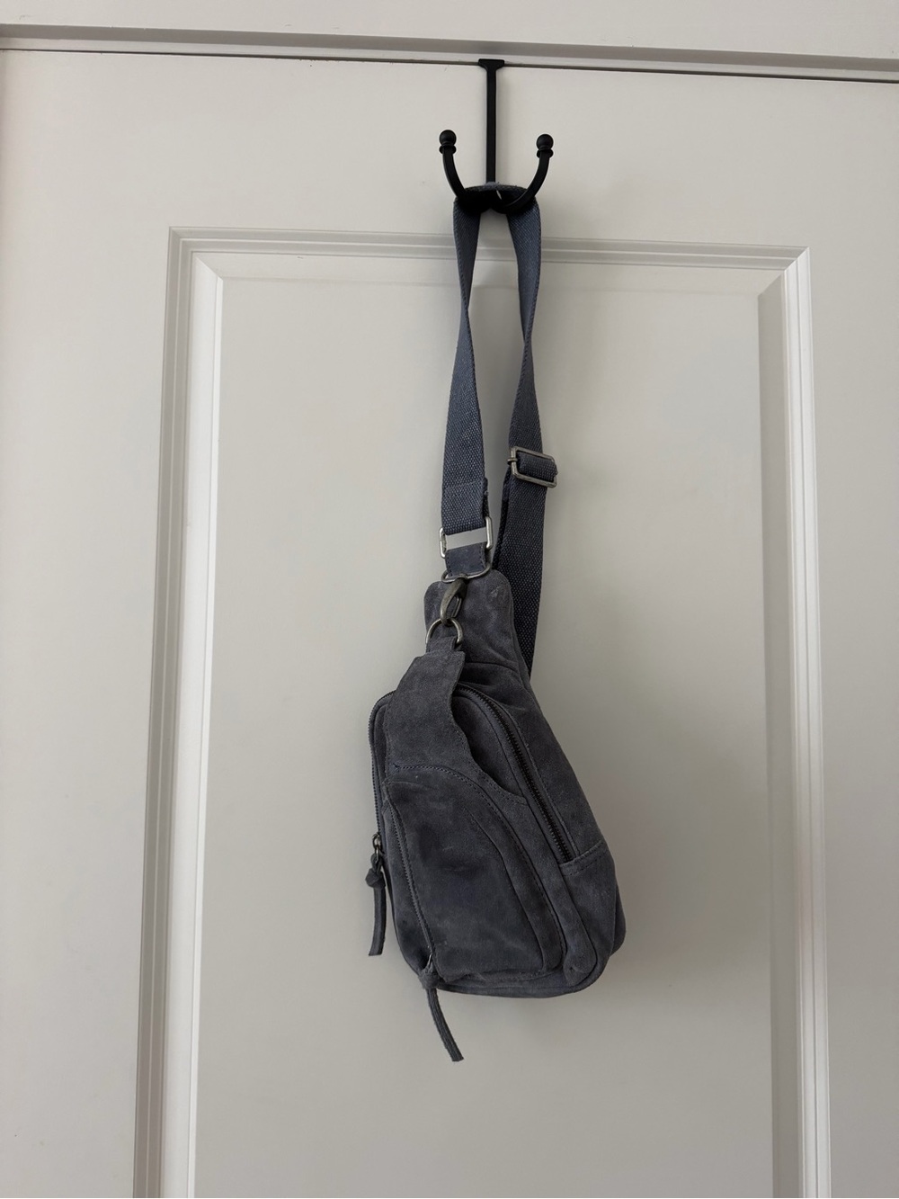 Free People Blue Gray Suede Crossbody Sling Bag